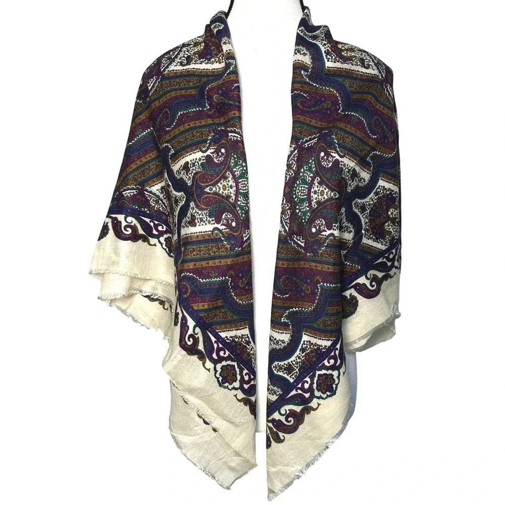 VTG 70s Mark Henry Collection Paisley Scarf 46' Square Paisley Floral Italy Made